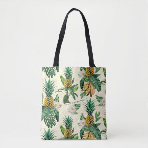 Het witte Lotus Pineapple Paradise-patroon Tote Bag