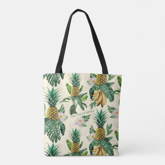 Het witte Lotus Pineapple Paradise-patroon Tote Bag (Achterkant)