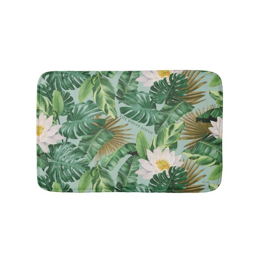 Het witte Lotus Tropical Canopy patroon Badmat (Voorkant)