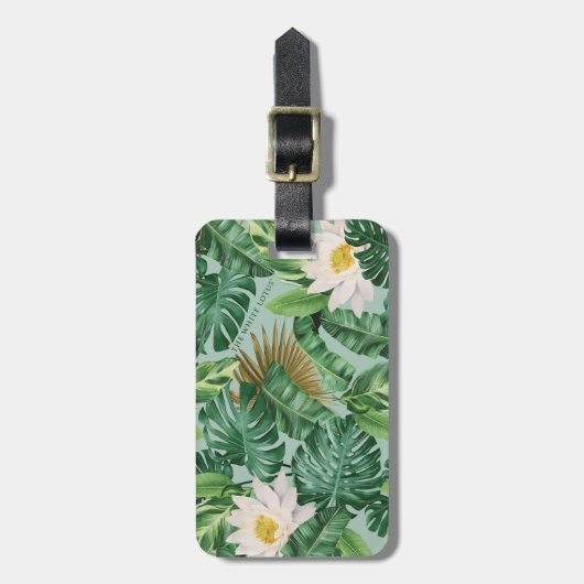 Het witte Lotus Tropical Canopy patroon Bagagelabel (Voorkant verticaal)