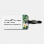 Het witte Lotus Tropical Canopy patroon Bagagelabel (Achterkant horizontaal)