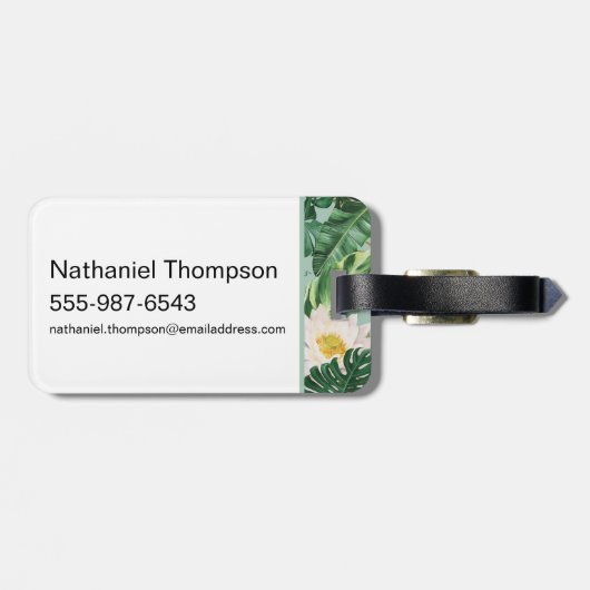 Het witte Lotus Tropical Canopy patroon Bagagelabel (Achterkant horizontaal)