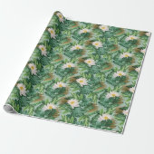 Het witte Lotus Tropical Canopy patroon Cadeaupapier (Uitgerold)