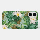 Het witte Lotus Tropical Canopy patroon Case-Mate iPhone Case (Achterkant (horizontaal))
