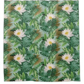 Het witte Lotus Tropical Canopy patroon Douchegordijn (Voorkant)