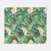 Het witte Lotus Tropical Canopy patroon Fleece Deken (Voorkant (Horizontaal))