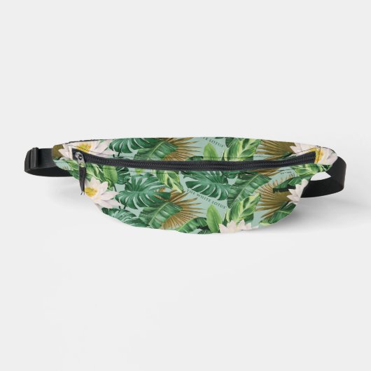 Het witte Lotus Tropical Canopy patroon Heuptasje (Voorkant)
