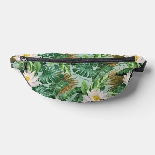 Het witte Lotus Tropical Canopy patroon Heuptasje (Liggend)