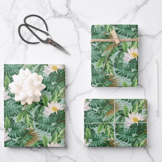 Het witte Lotus Tropical Canopy patroon Inpakpapier Vel (Voorkant)