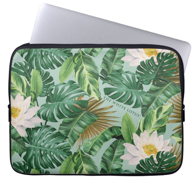 Het witte Lotus Tropical Canopy patroon Laptop Sleeve (Voorkant)