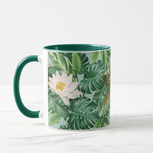 Het witte Lotus Tropical Canopy patroon Mok (Links)