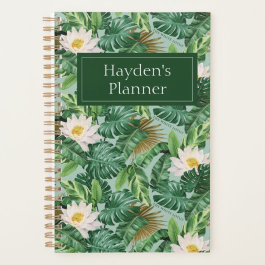 Het witte Lotus Tropical Canopy patroon Planner (Voorkant)