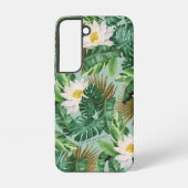 Het witte Lotus Tropical Canopy patroon Samsung Galaxy Hoesje (Achterkant)