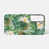 Het witte Lotus Tropical Canopy patroon Samsung Galaxy Hoesje (Achterkant horizontaal)