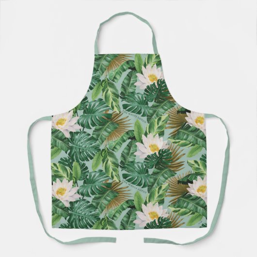 Het witte Lotus Tropical Canopy patroon Schort (Voorkant)