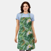 Het witte Lotus Tropical Canopy patroon Schort (Gedragen)