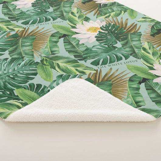 Het witte Lotus Tropical Canopy patroon Sherpa Deken (3/4)