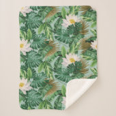 Het witte Lotus Tropical Canopy patroon Sherpa Deken (Voorkant)