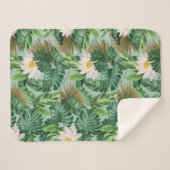 Het witte Lotus Tropical Canopy patroon Sherpa Deken (Voorkant (horizontaal))