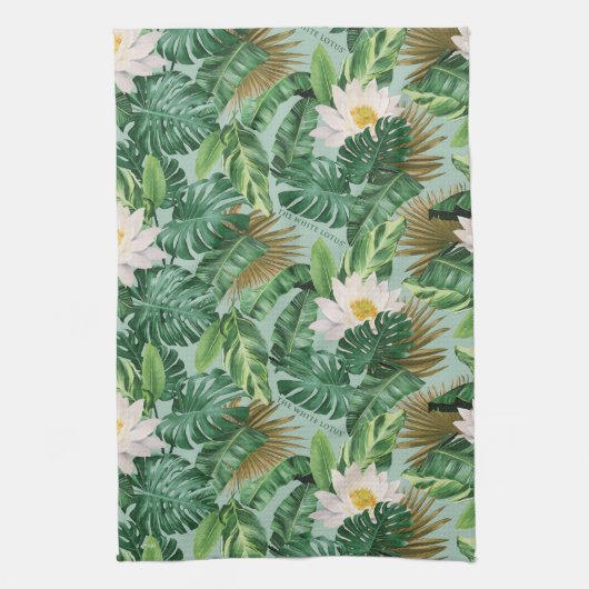 Het witte Lotus Tropical Canopy patroon Theedoek (Verticaal)