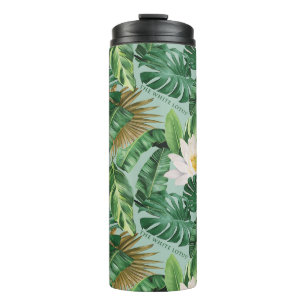 Het witte Lotus Tropical Canopy patroon Thermosbeker