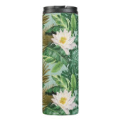 Het witte Lotus Tropical Canopy patroon Thermosbeker (Achterkant)