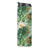 Het witte Lotus Tropical Canopy patroon Thermosbeker (Geroteerd rechts)