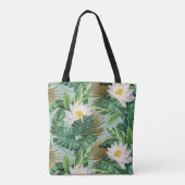 Het witte Lotus Tropical Canopy patroon Tote Bag (Achterkant)