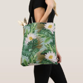 Het witte Lotus Tropical Canopy patroon Tote Bag (Dichtbij)