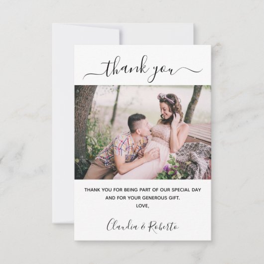 Het witte manuscript van de foto van het huwelijk  bedankkaart (Voorkant)