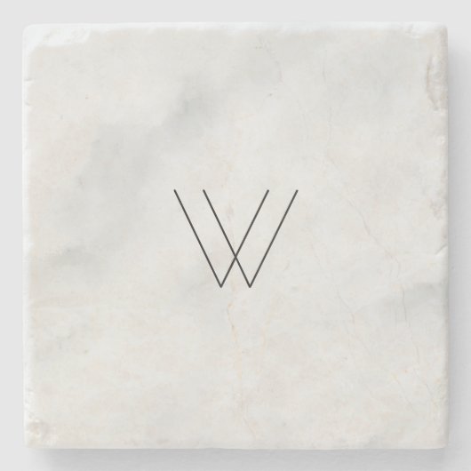 Het Witte Marmer van het monogram Stenen Onderzetter (Voorkant)