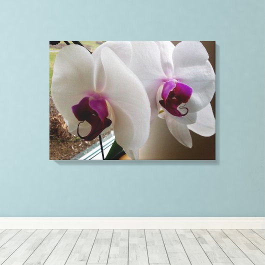 HET WITTE ORCHID canvas (Insitu (Houten vloer))