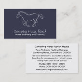 Het witte paard cantering op blauw visitekaartje (Voorkant / Achterkant)
