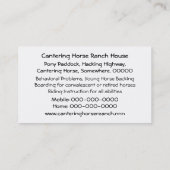 Het witte paard cantering op blauw visitekaartje (Achterkant)