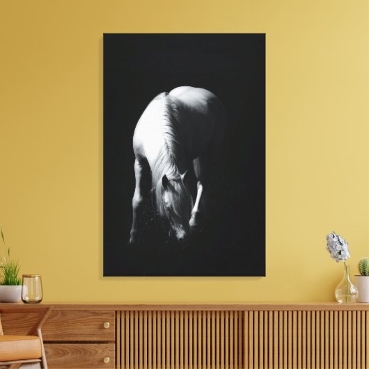 Het witte paard canvas afdruk (Insitu (Woonkamer))