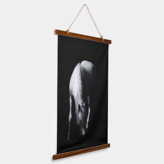 Het witte paard hangend wandkleed (Gebogen)
