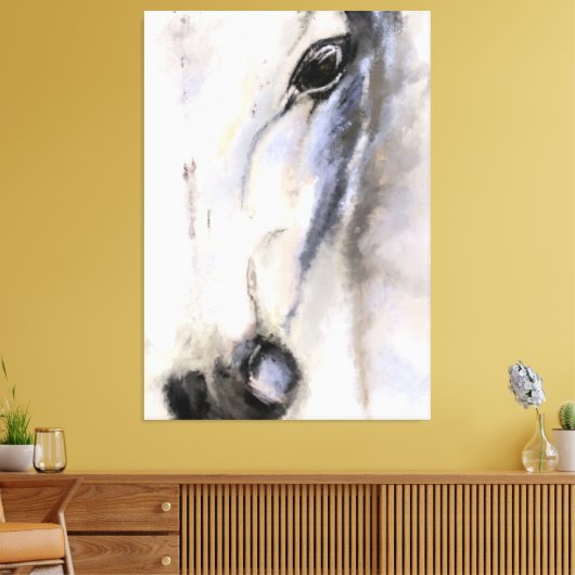 Het witte paard - het originele schilderen canvas afdruk (Insitu (Woonkamer))