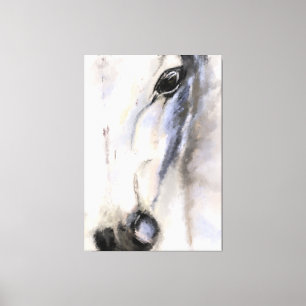 Het witte paard - het originele schilderen canvas afdruk