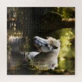 Het witte paard in de vijver legpuzzel (Horizontaal)