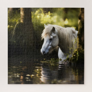 Het witte paard in de vijver legpuzzel