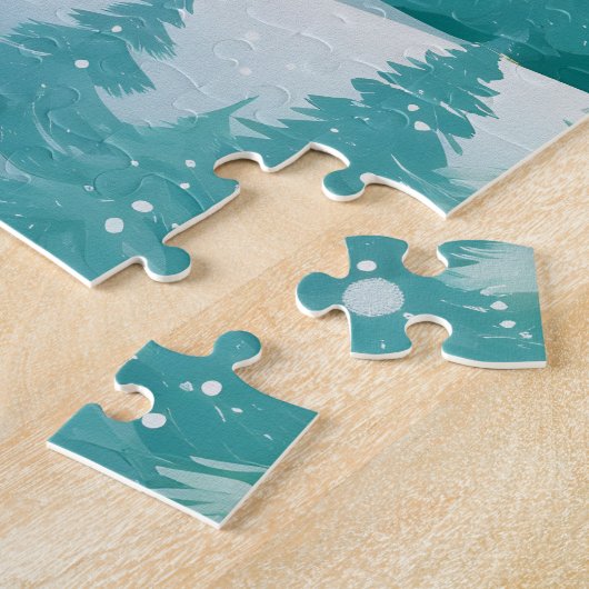 Het witte paard in het groene bos legpuzzel (Zijkant)