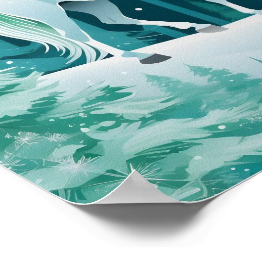 Het witte paard in het groene bos poster (Hoek)