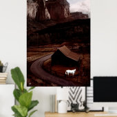Het witte paard in het Utah Canyonlands Poster (Thuiskantoor)