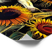 Het witte paard in het veld van zonnebloemen bij z poster (Hoek)