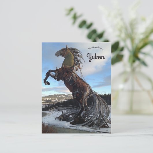 Het witte paard in Whitehorse Yukon Canada Briefkaart (Staand voorkant)