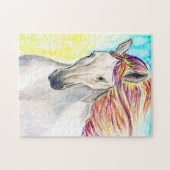 Het witte paard Jigzaag Puzzle schilderen Legpuzzel (Horizontaal)