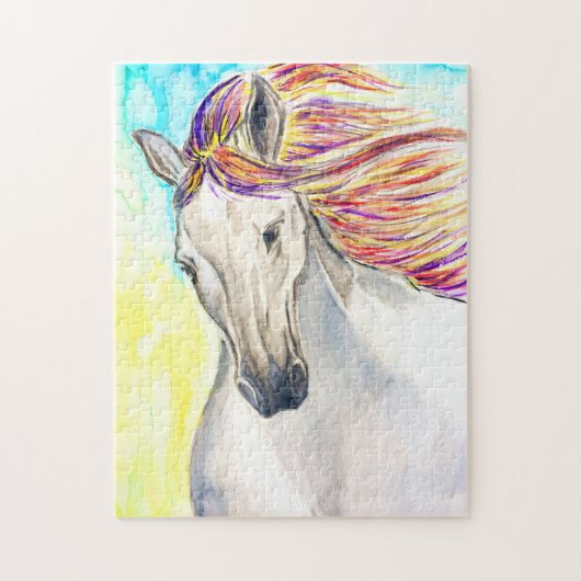 Het witte paard Jigzaag Puzzle schilderen Legpuzzel (Verticaal)