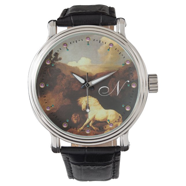 Het witte paard met een leeuwemonogram horloge (Voorkant)