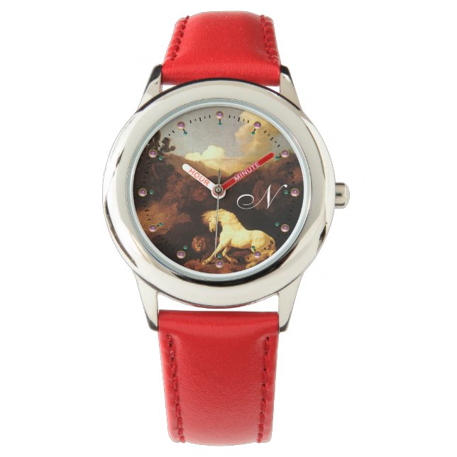 Het witte paard met een leeuwemonogram horloge (Voorkant)