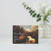 Het witte paard met een leeuwemonogram visitekaartje (Staand voorkant)